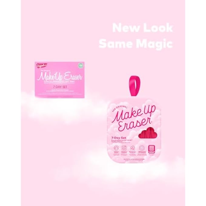 Makeup Eraser THE ORIGINAL, 7-DAY SET, ALL WITH JUST WATER, INCLUDING WATERPROOF MASCARA, EYELINER, FOUNDATION, LIPSTICK, SUNSCREEN, AND MORE! ORIGINAL PINK, 7CT. - Image 2